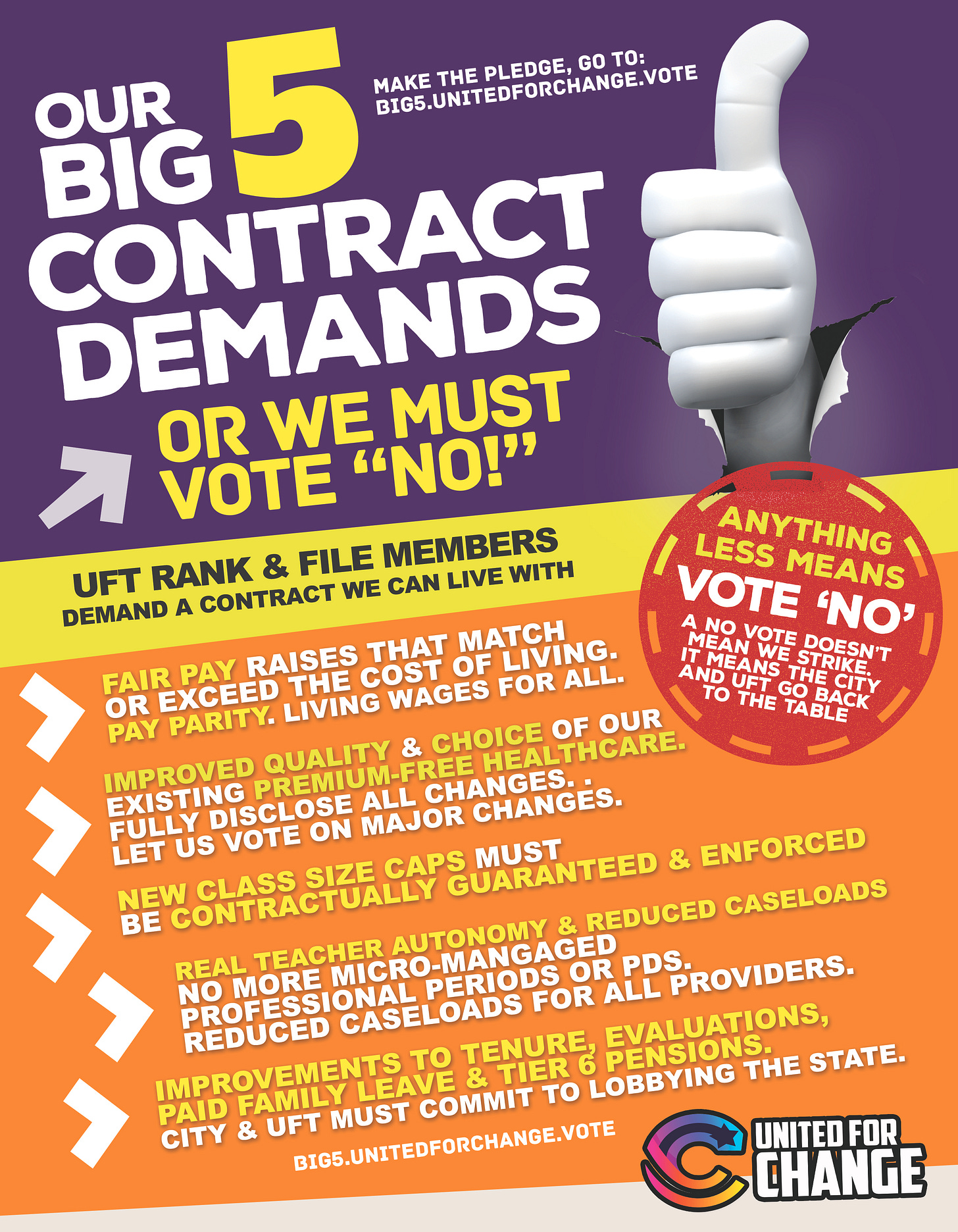 THE BIG 5 CONTRACT DEMANDS Rank & File UFTers and Caucuses Call For a