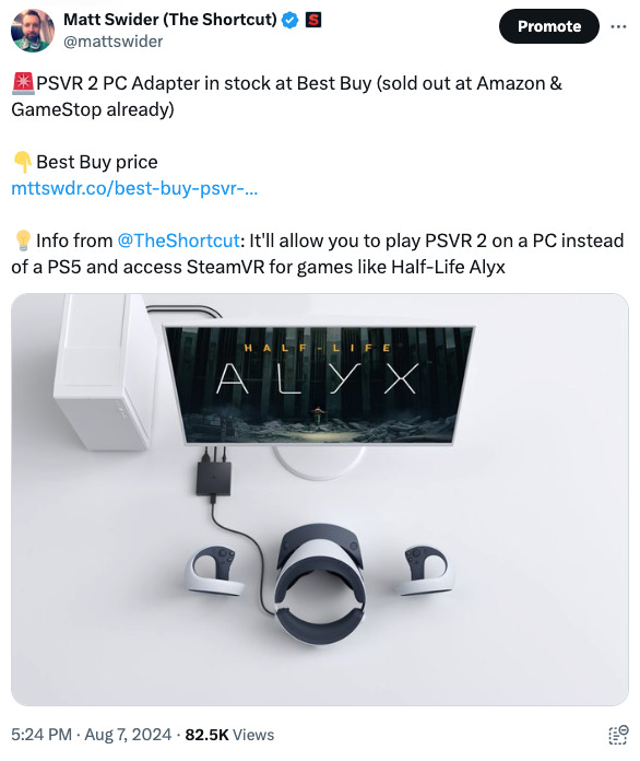 PSVR 2 PC adapter restock where to buy Sony