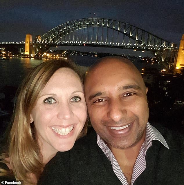 A celebrated psychiatrist and beloved family man, Dr Sukumar Rajendran (right), has suddenly died from a stroke, leaving behind his wife Katy Baker (left) and two young sons