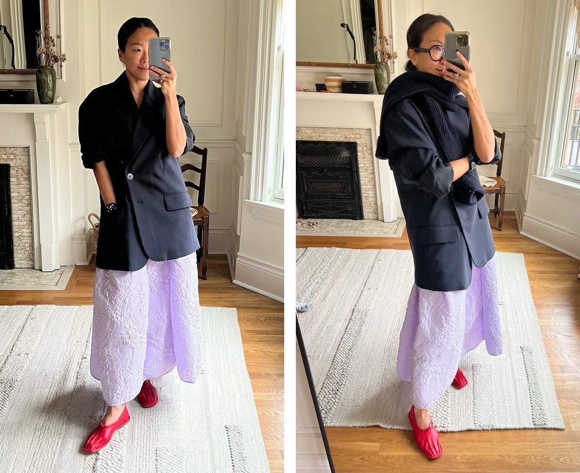 IRENE Mix Color Fabric Skirt ファッション