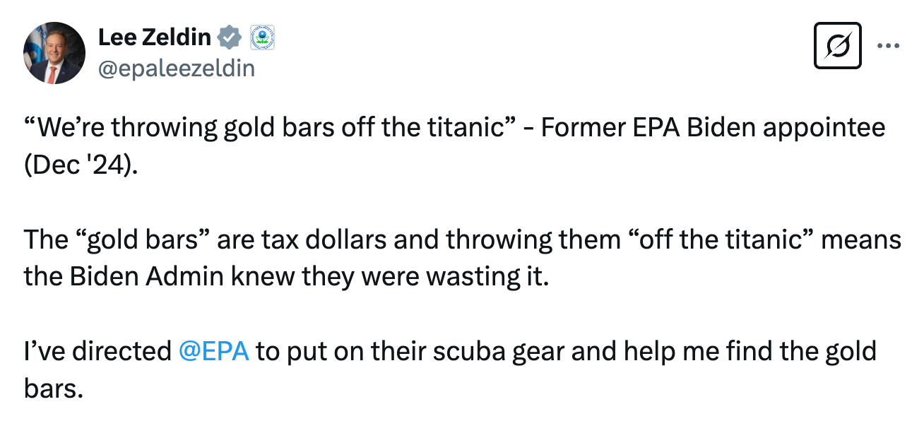 Timeline The "Gold Bars" Fight over 20 Billion in EPA Funding