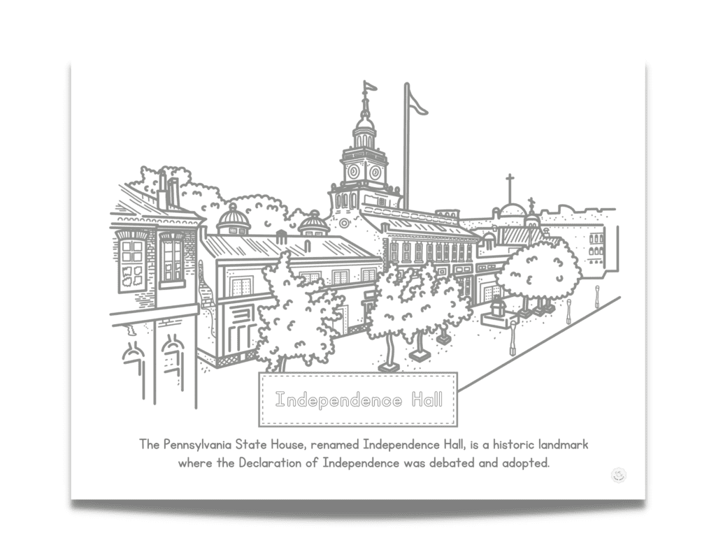 Coloring Through History Independence Hall Coloring Pages!
