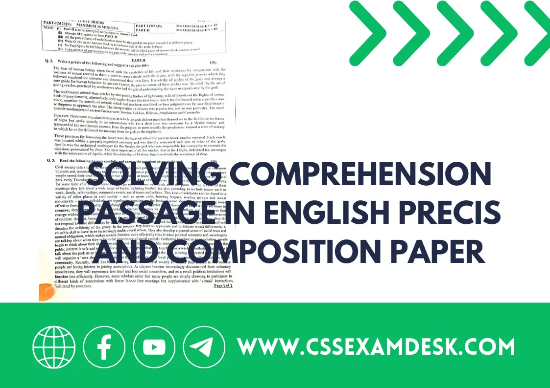 Solving Comprehension Passage In English Precis Paper