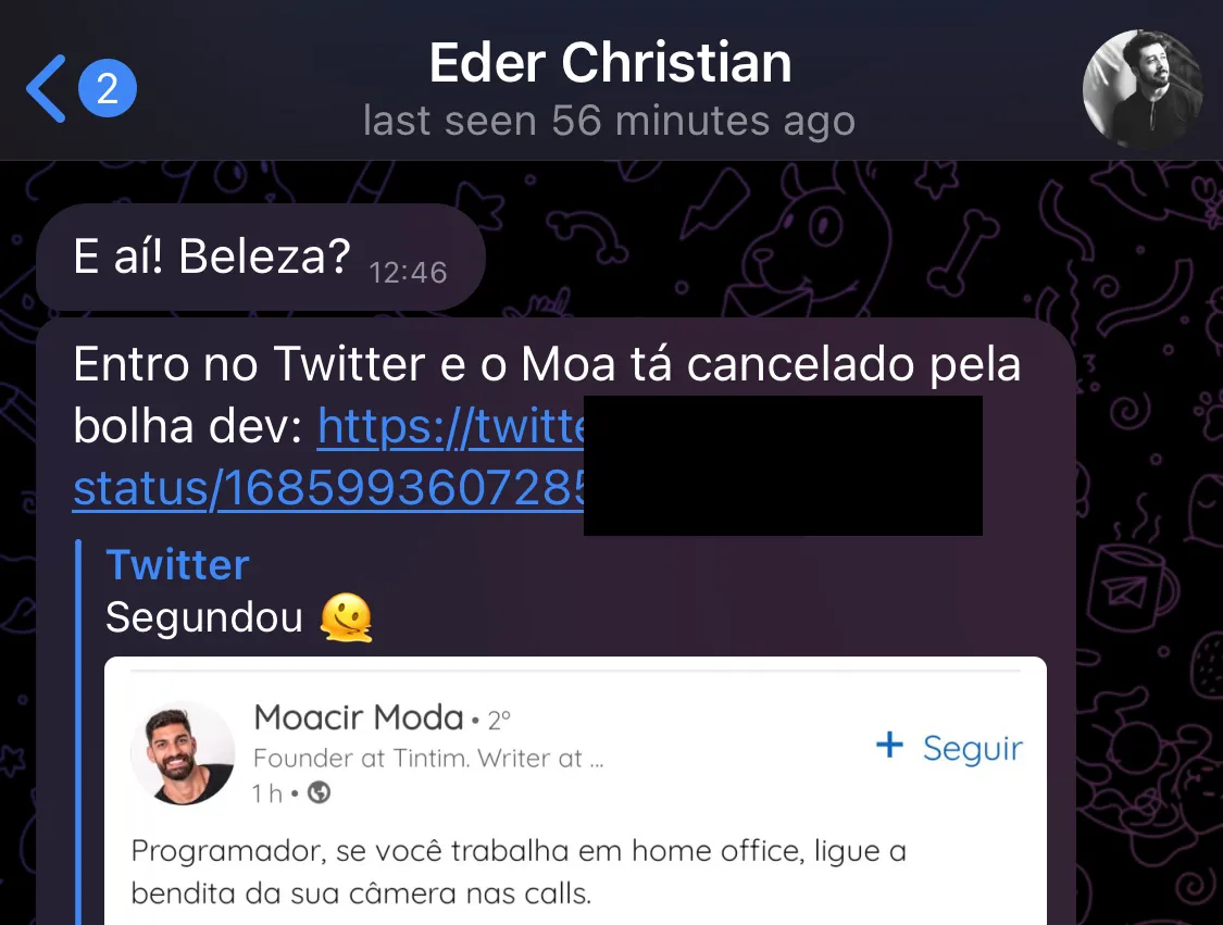 Mensagem do Eder