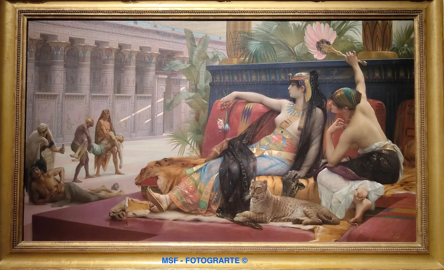 Alexandre Cabanel: Cleopatra probando venenos condenados muerte (1887)