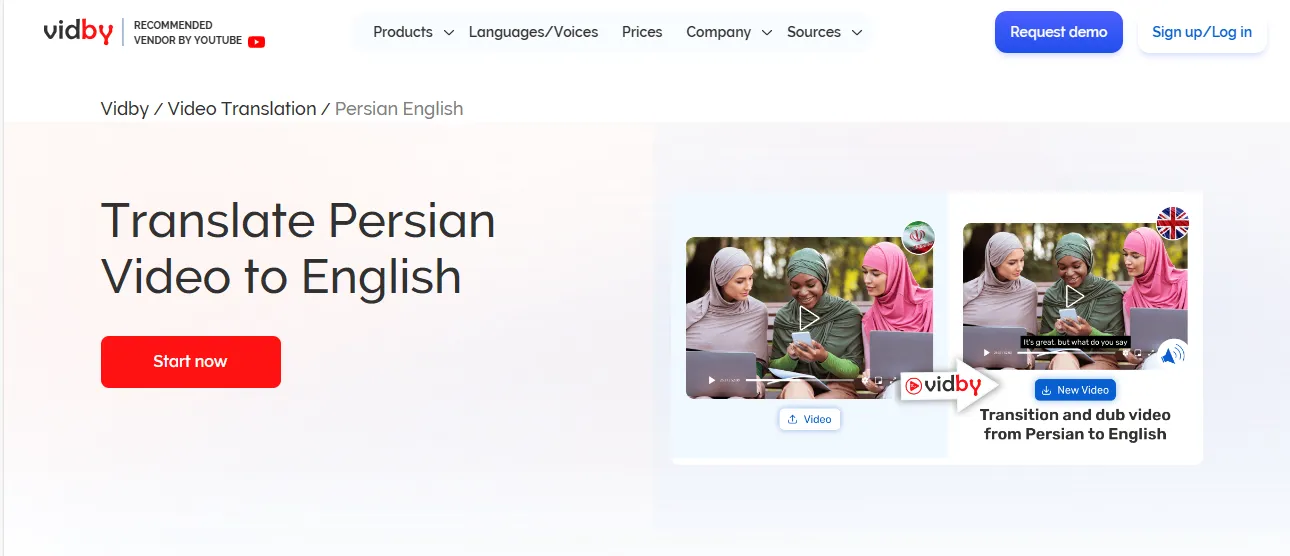 Vidby's Persian Video to English pSeo page