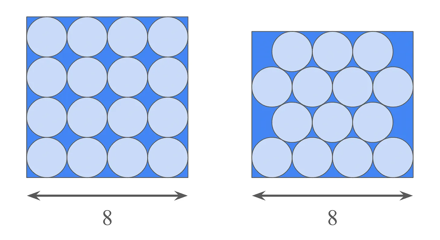 square and hexagonal packing