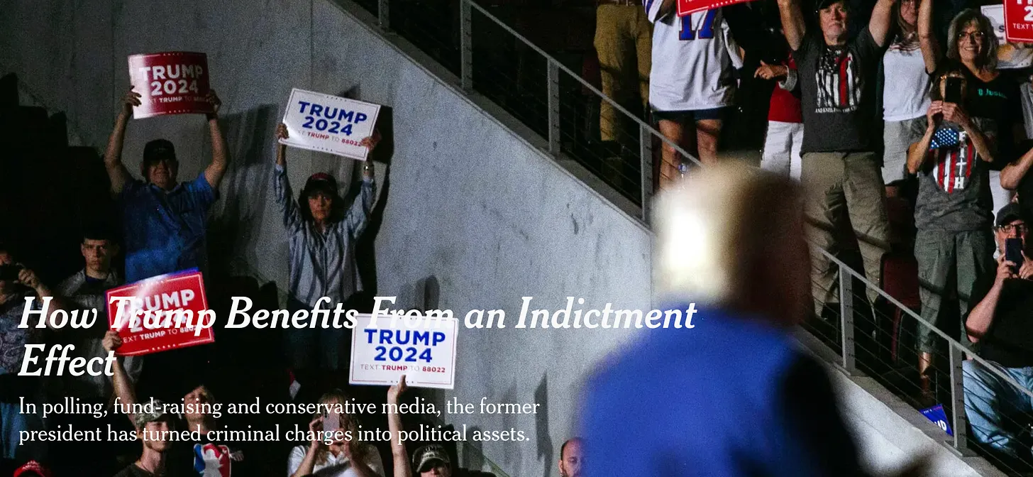 The NY Times can’t stop telling us how much Trump’s indictments are helping him—but they are very wrong. (deanobeidallah.substack.com)