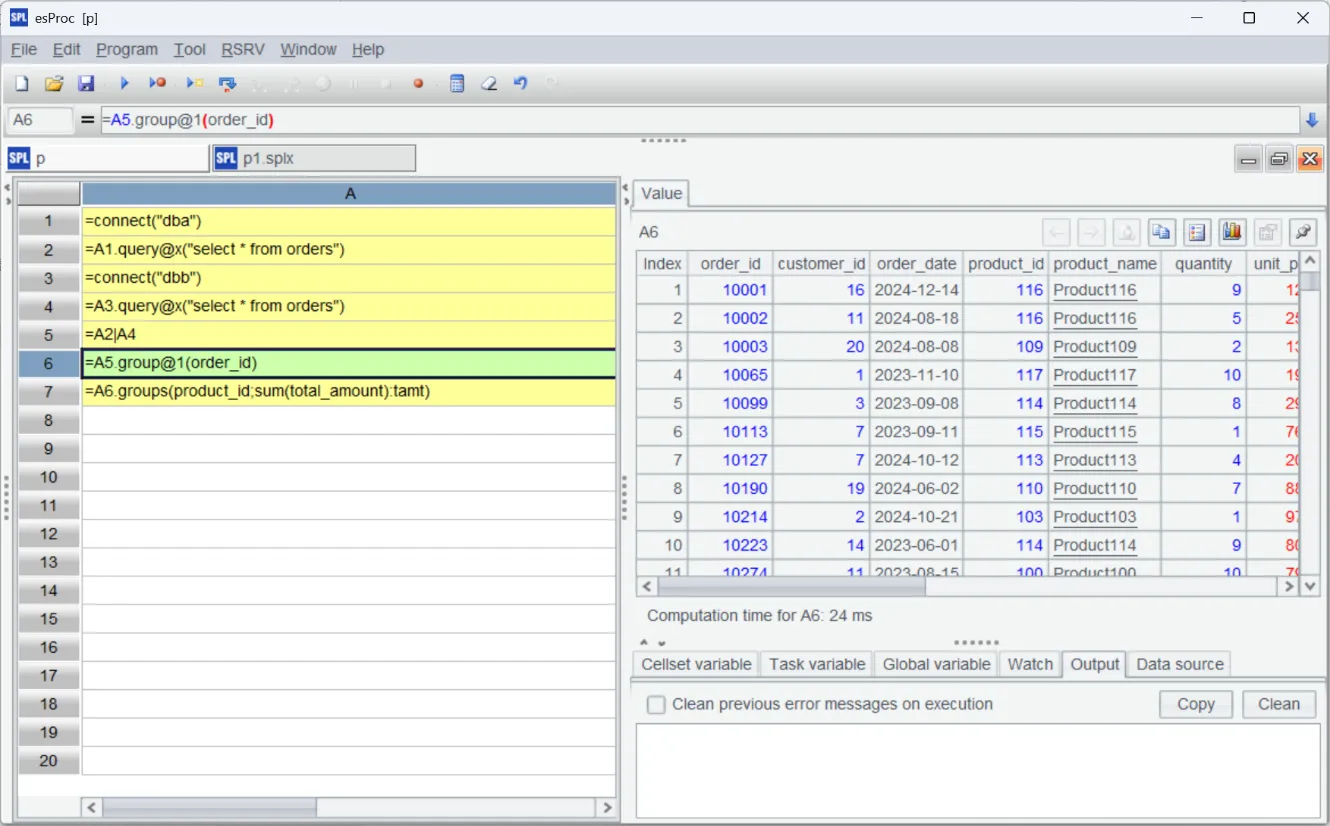 calculation results