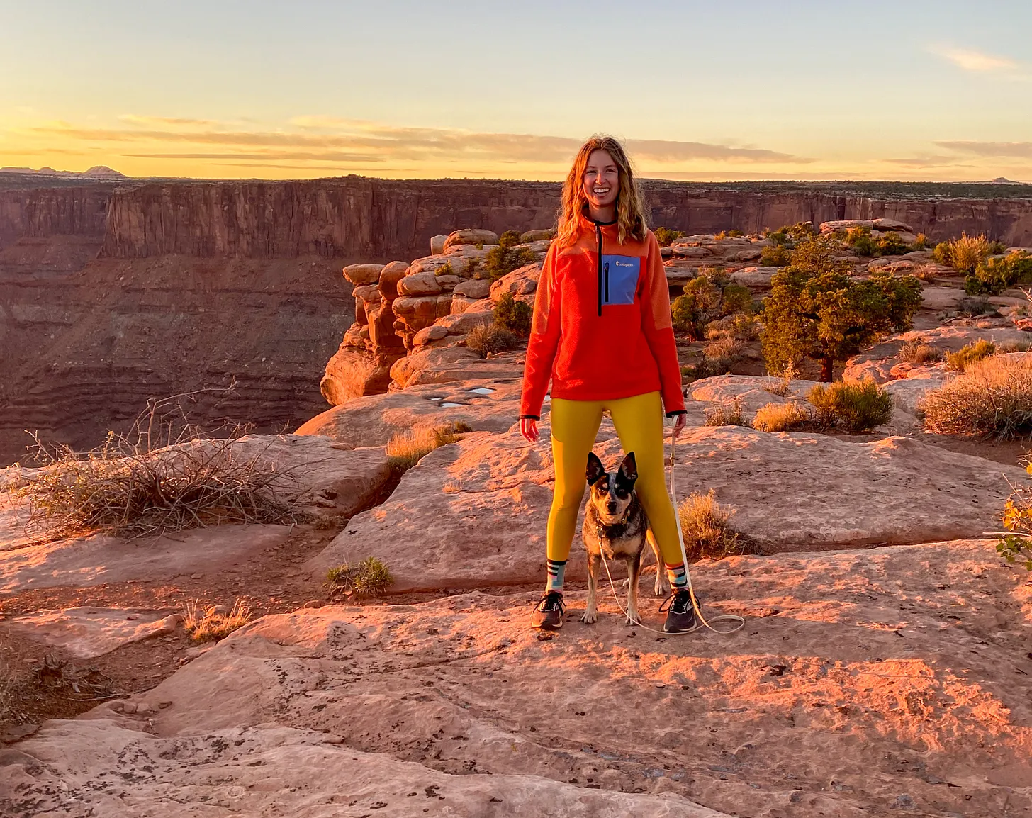 A photo of Haley and Scout on a hike at Dead Horse Point