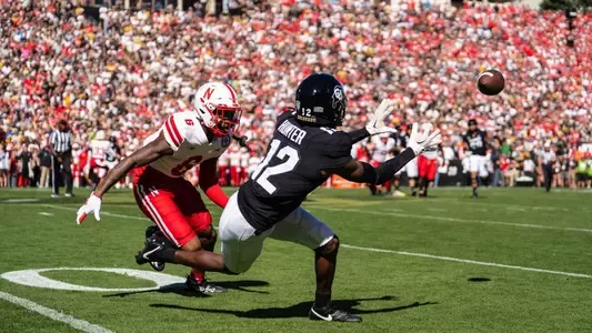 Colorado two-way star Travis Hunter waiting on a pass.