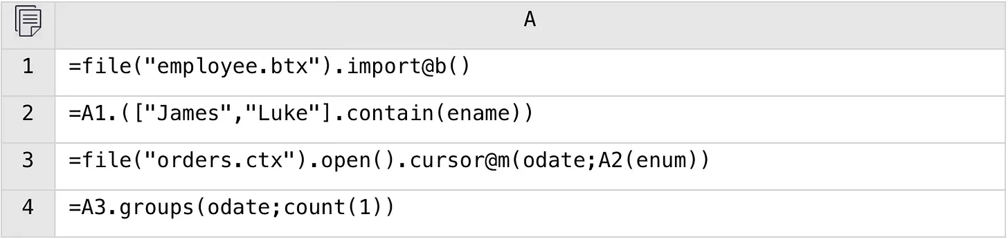esProc SPL code