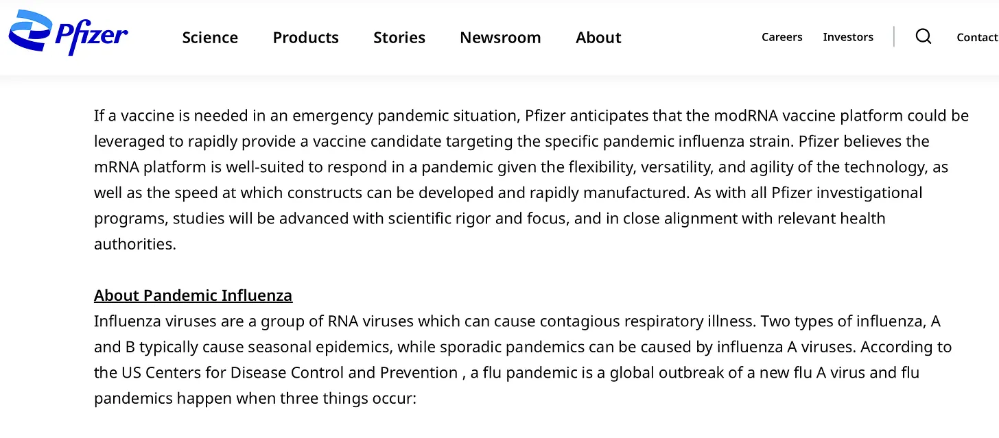 Pfizer and Moderna are rolling out catch-all mRNAs for 'pandemic influenza'