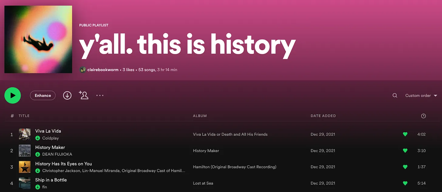 Yall this is History, playlist