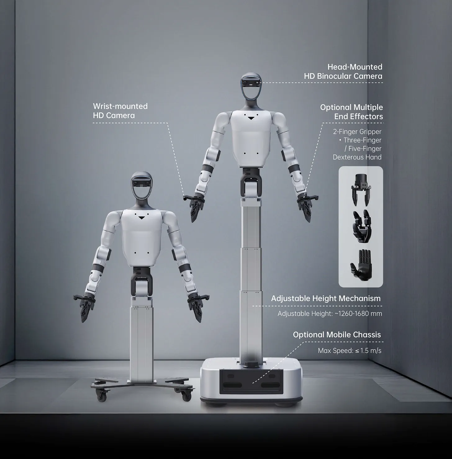 Unitree G1-D wheeled humanoid robot configurations