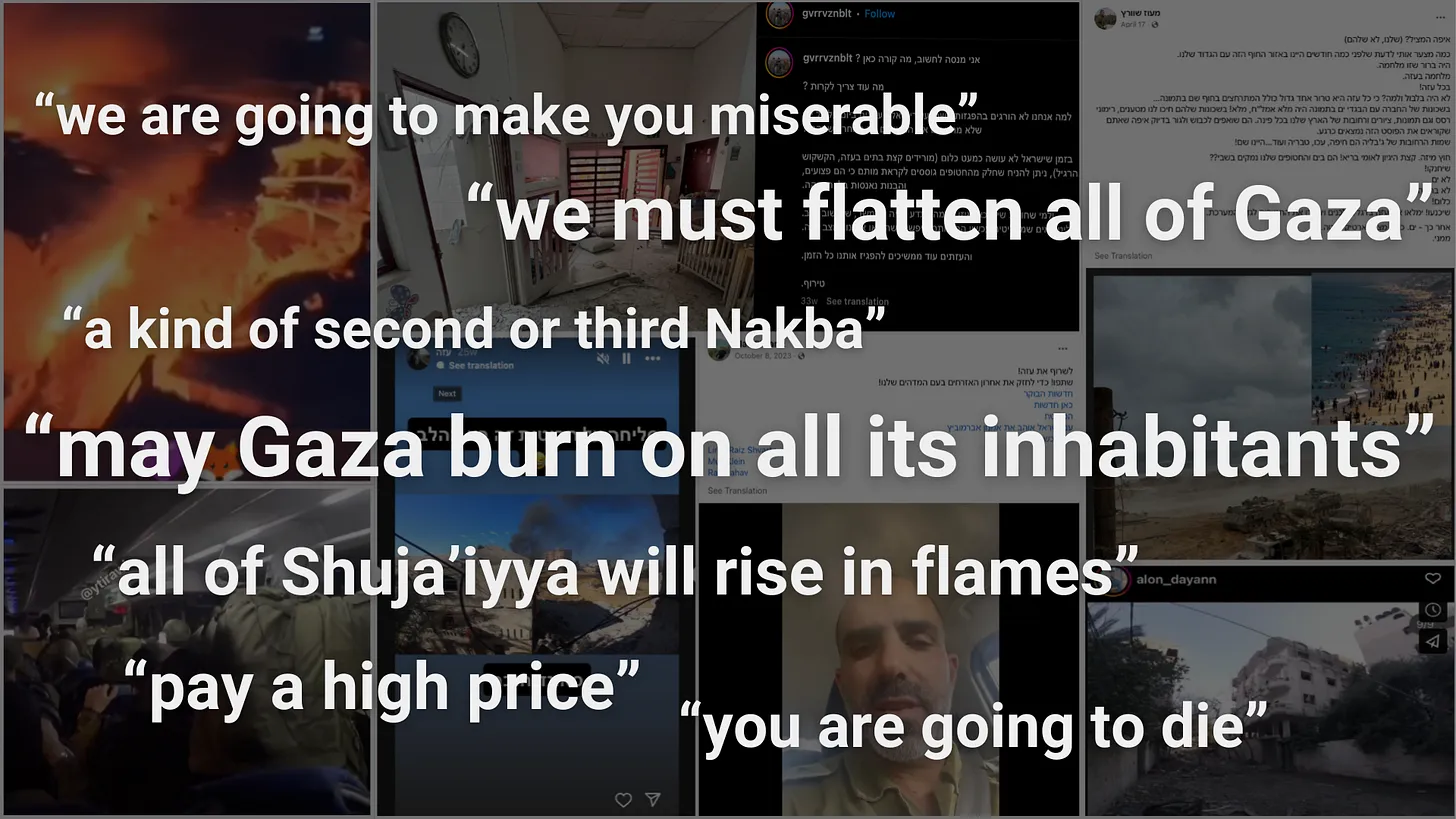 “May Gaza burn”: The flood of genocidal rhetoric from Israel’s soldiers
