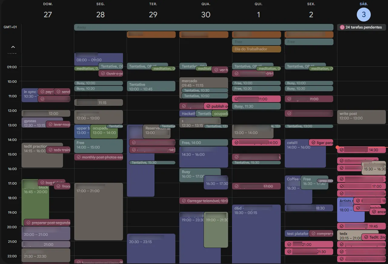 picture of color coded calendar