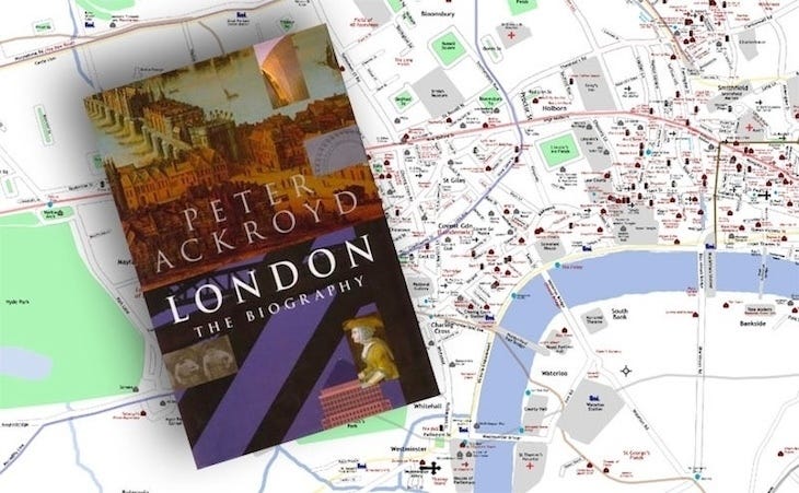 Peter Ackroyd's London The Biography on a map