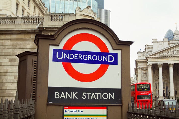 An Underground roundel at Bank