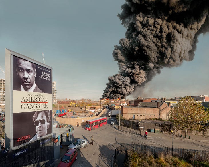 A black plume of smoke in east London