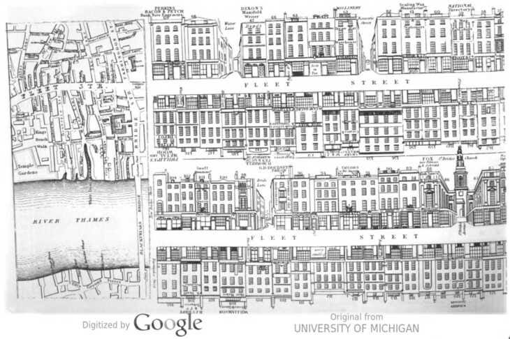 Detailed drawings of old London streets