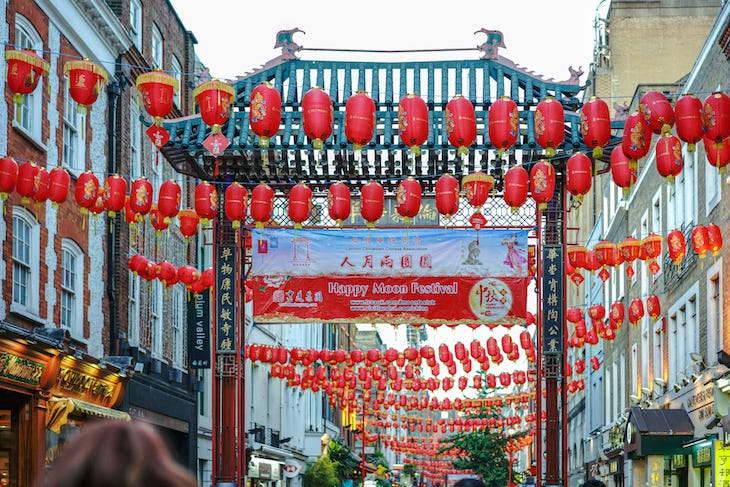 Chinatown with red lanterns