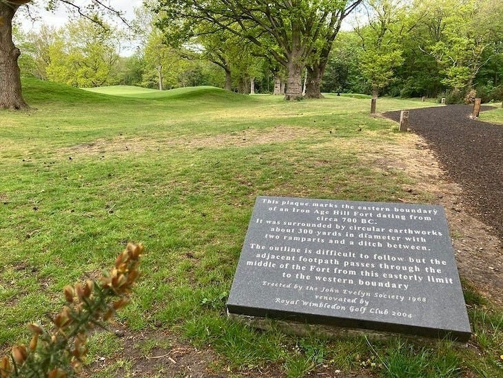 A golf club with an iron age fort called ceasars camp in wimbledon