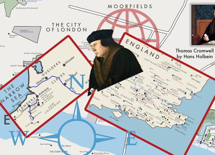 A collage of Wolf Hall maps