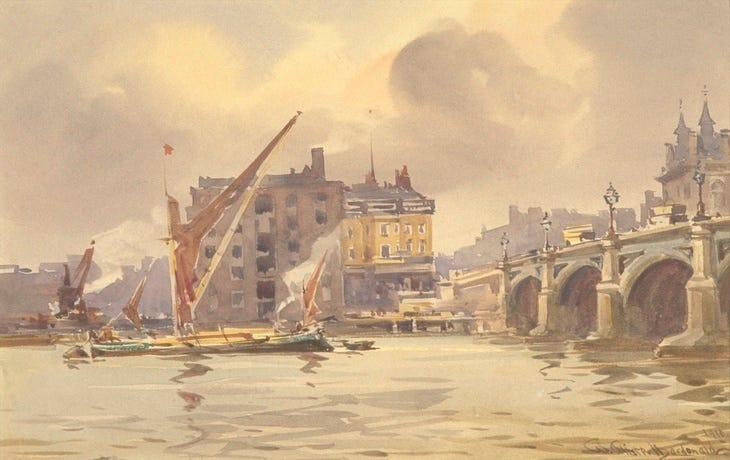 Watercolour of london and the thames