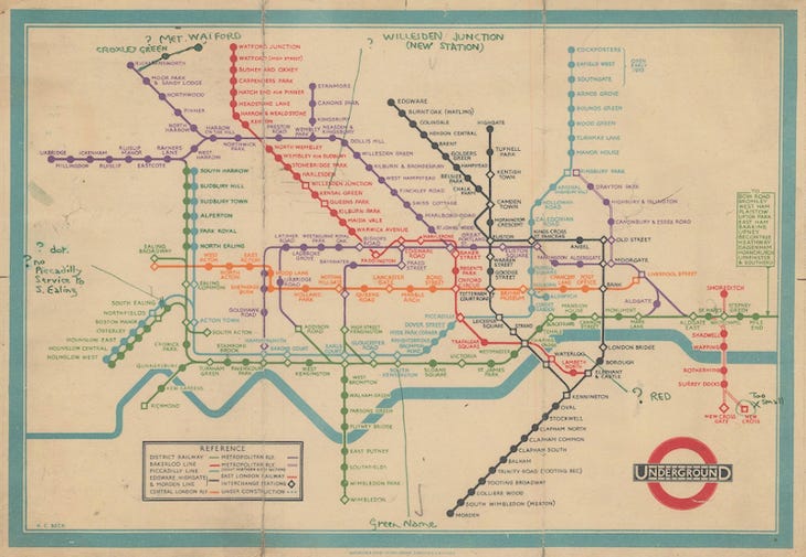 Harry Beck's original tube map