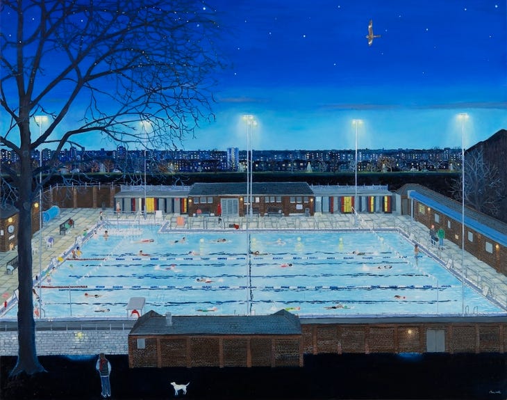 A painting of London Fields Lido