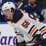 NowThis on X: NHL defenseman Ethan Bear of the Edmonton Oilers wore a  special jersey for his team's return to the ice on July 28. It featured his  last name in Cree