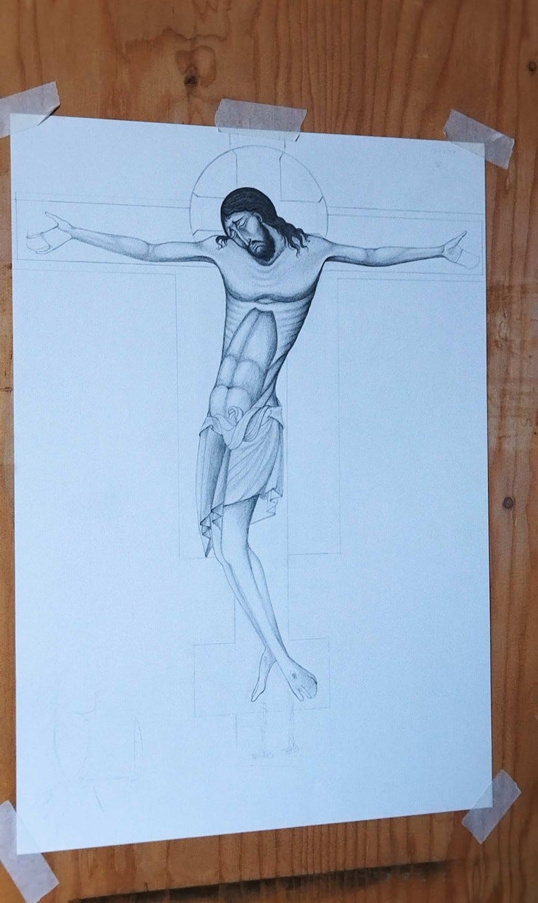 Umbrian Duecento Crucifix - a four hr day.