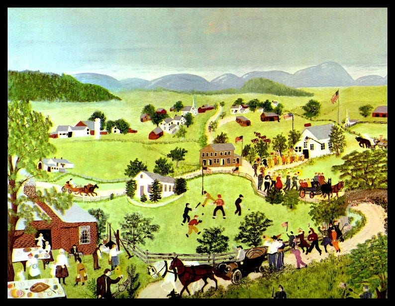 Grandma Moses, Grandma Moses Print, Country Decor, Primitive, Folk Art, Americana, Circa 1950, Vintage Book Page Print image 1