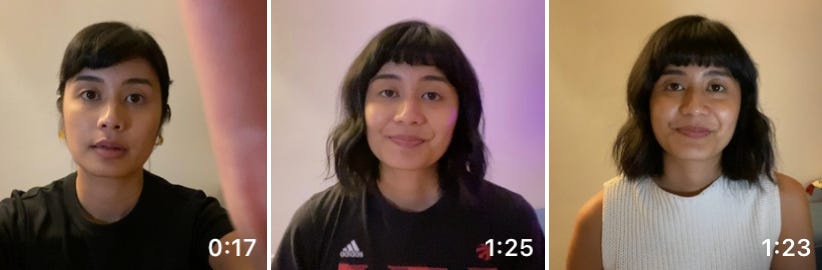 Screenshot of 3 video thumbnails showing woman speaking on camera
