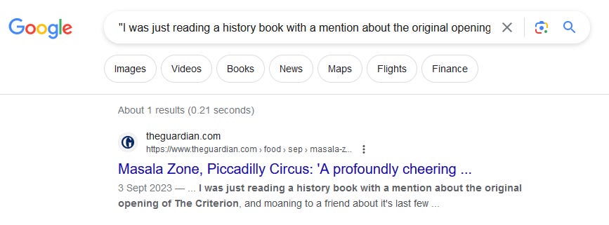 Google SERP showinf the article the comment belongs to.