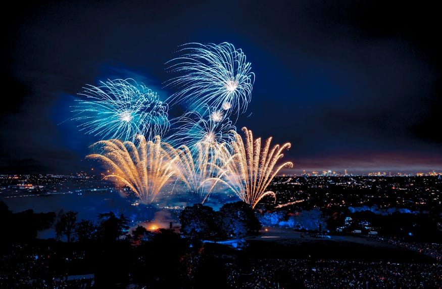 Fireworks over the London skyline