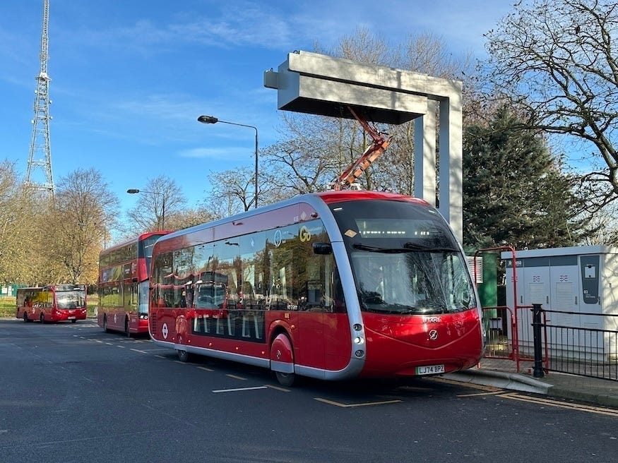 The new bus-tram recharging in Crystal Palace. Love it or hate it, we now have another excuse to use the word "pantograph"