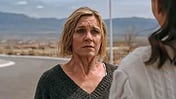 A still of Rhea Seehorn playing her character, one of the dozen or so “sane ones” left in the universe of Vince Gilligan's new show PLUR1BUS.
