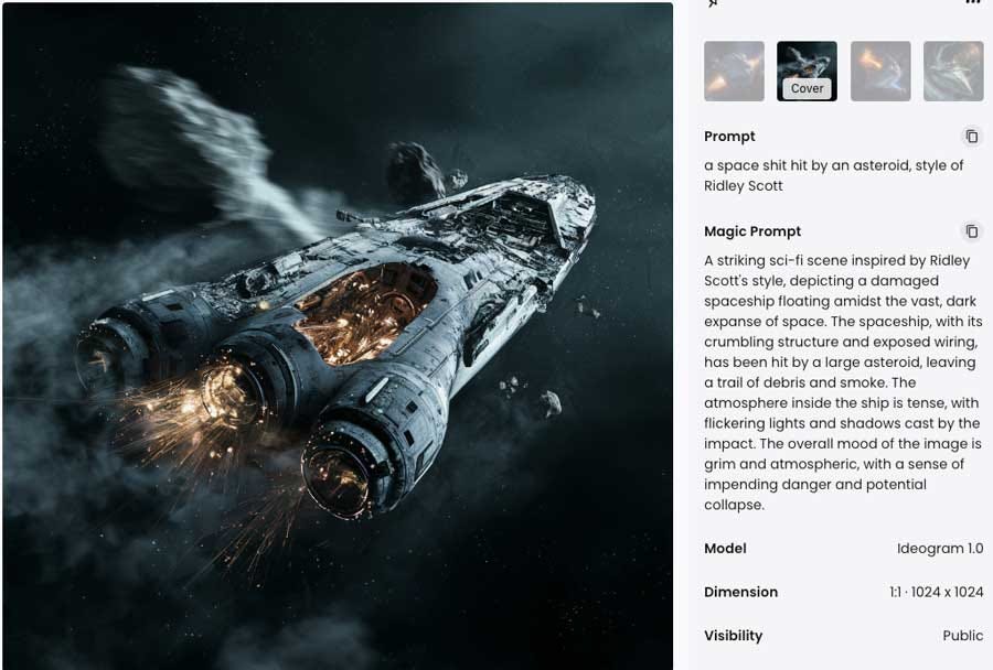 Ideogram output of spaceship