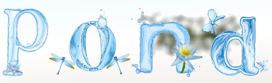 ai generated letters for pond with waterlilies and flies