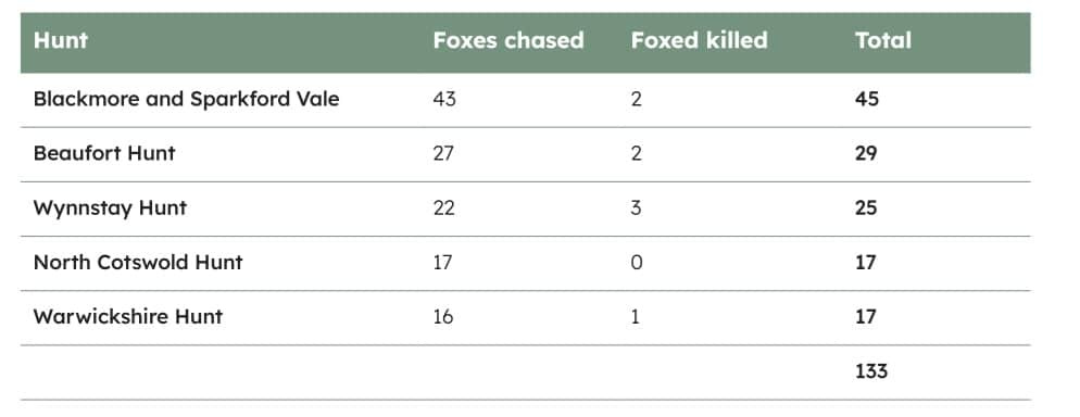 Hunting a case for change report 2024 foxes chased