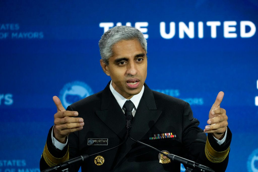 U.S. Surgeon General Vivek Murthy speaks in Washington, DC in January. (Drew Angerer / Getty Images)