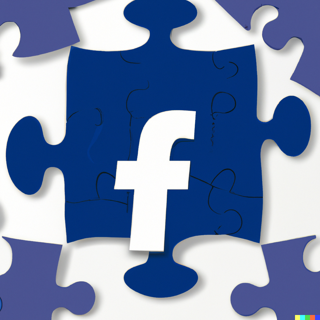 “Facebook logo as a puzzle” / DALL-E
