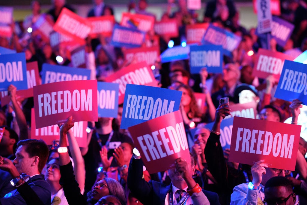 "Freedom" signs at the Democratic National Convention