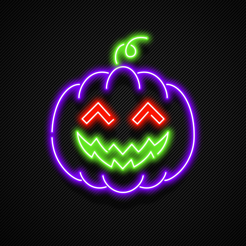 a neon jack-o-lantern icon