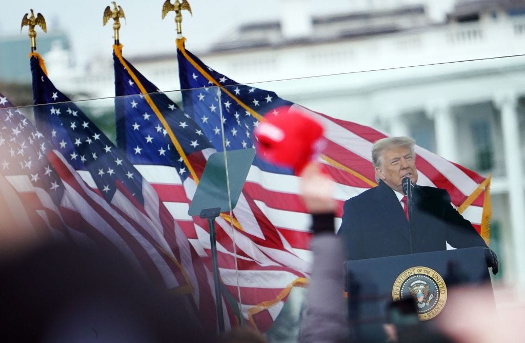 Donald Trump speaks at the White House Ellipse on January 6, 2021.