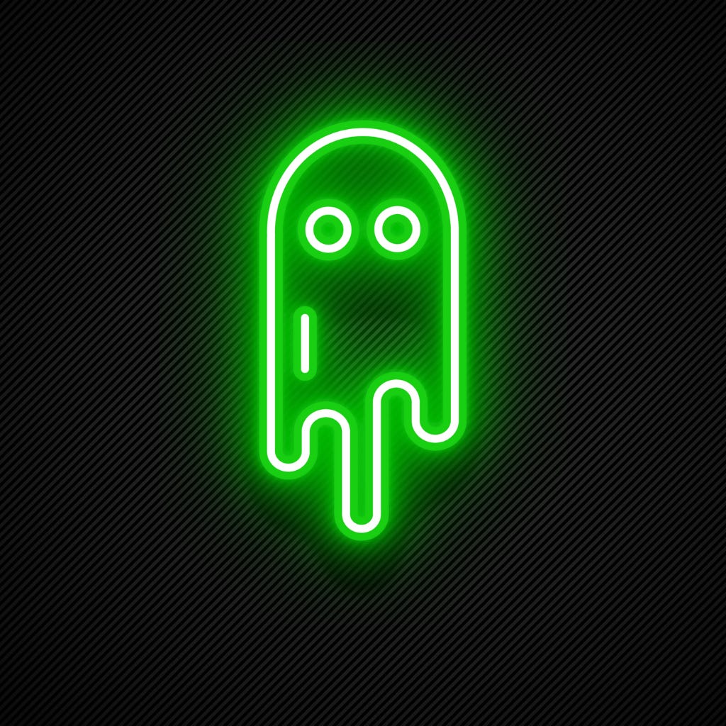 a neon green ghost icon