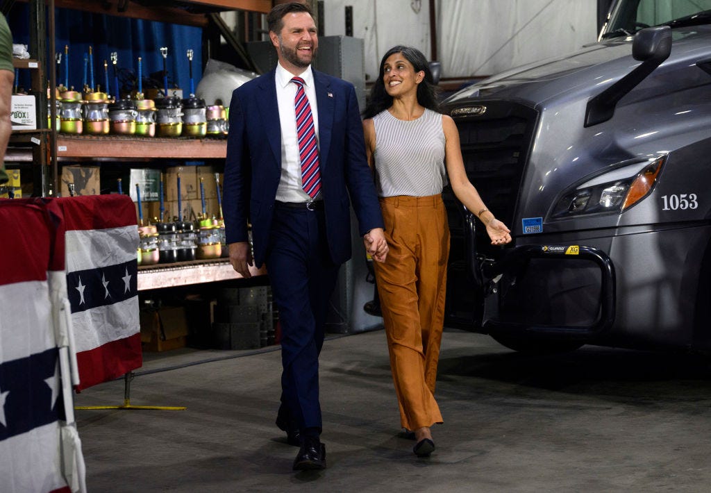 J.D. Vance with his wife, Usha