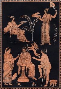 The Eleusinian Mysteries, initiations for the cult of Demeter and Persephone